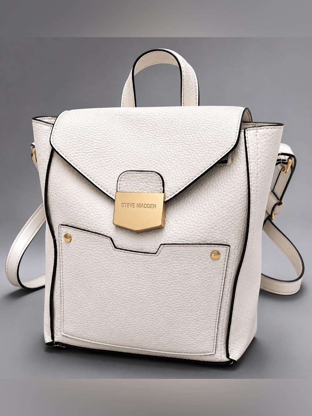 Steve Madden White Backpack Insulated Foil Lined Gold Hardware